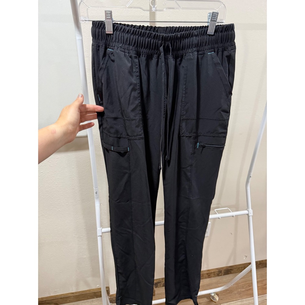 Scrubstar Womens Black Jogger Scrub Pants Elastic Waist Cargo Pockets Size S - Picture 1 of 3